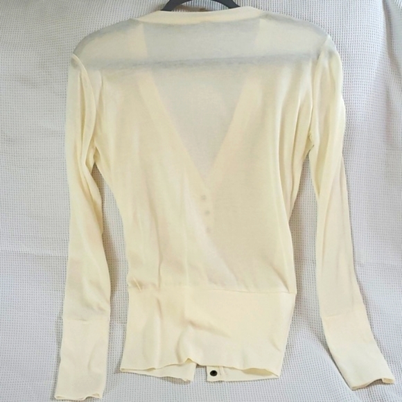 Womens Col Story cream white button down long-sleeved long sweater top sz medium - Picture 4 of 4